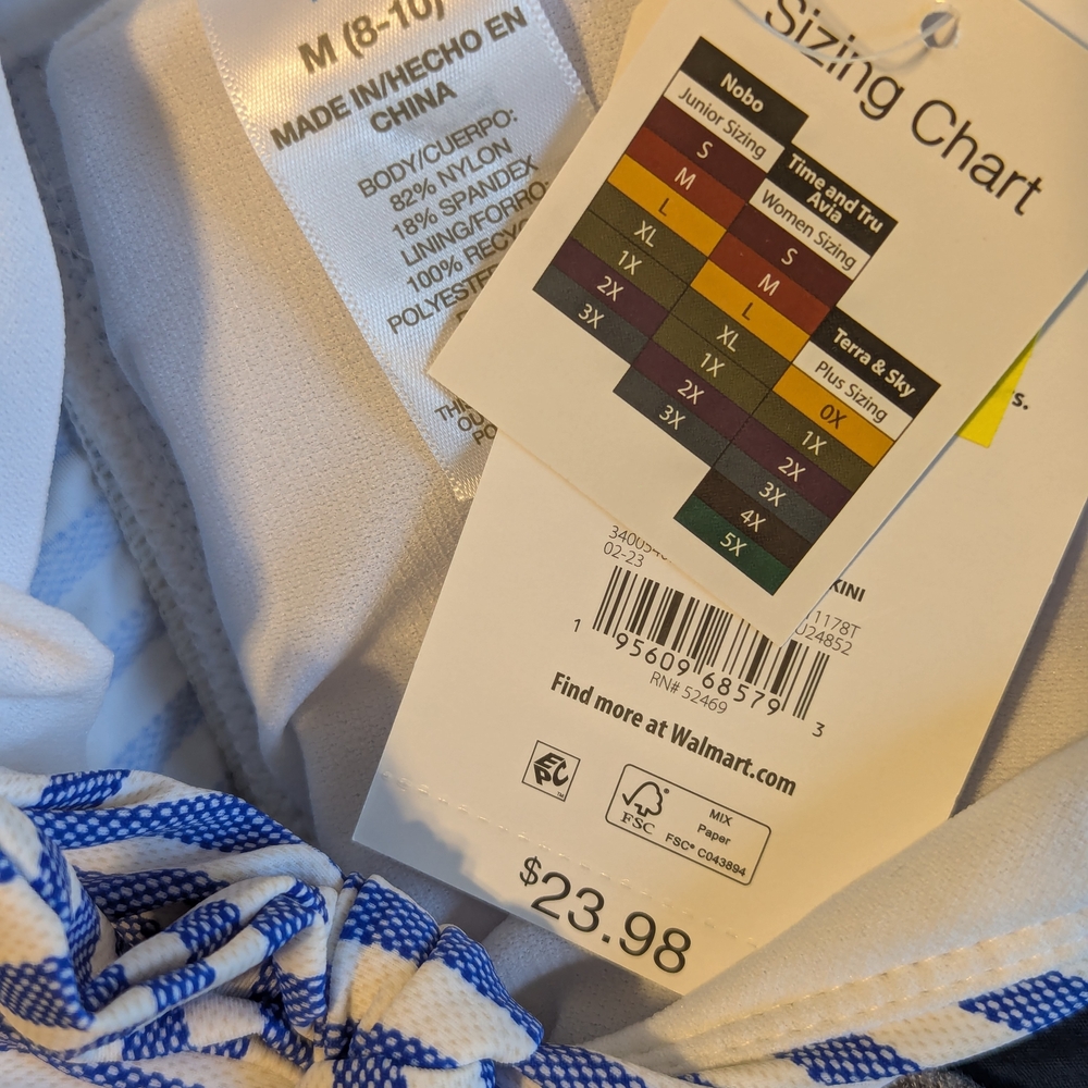 32. Time and Tru Blue and White Striped Swimsuit - Picture 5 of 5
